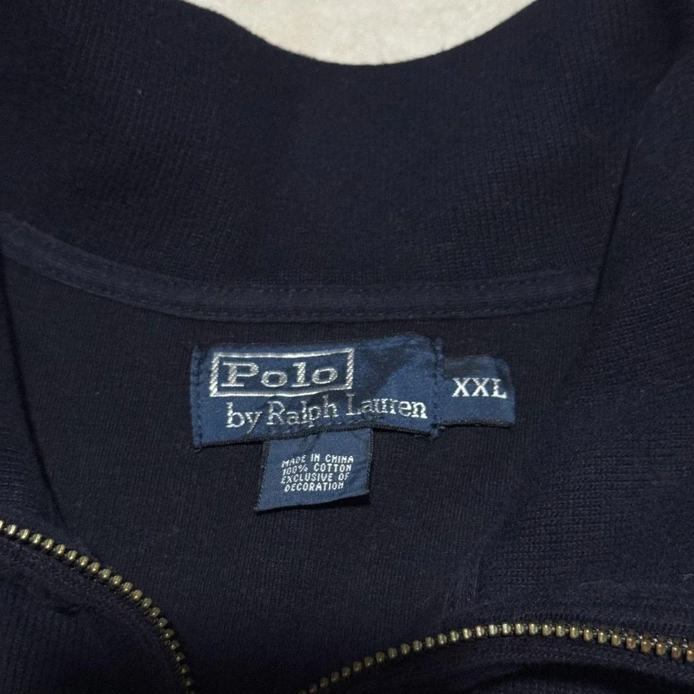 Polo Ralph Lauren Sweater Mens 2XL Navy Quarter‎ Zip Mock Neck Cotton Pony Logo